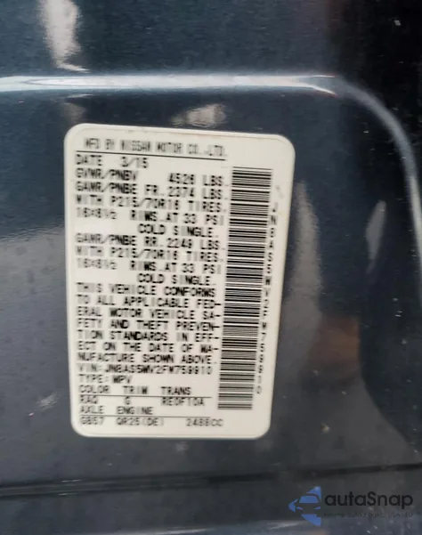 2015 Nissan Rogue Select S from USA, damaged, VIN JN8AS5MV2FW759910